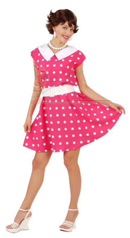 50er-RocknRoll-KleidPetticoatgepunktet pink